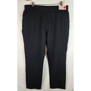 Serra  Womens Leggings Size XL Black Ladies Ponte Pant Tapered Ankle Pull On